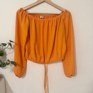 ☀️ Aritzia Off-Shoulder Blouse in Vibrant Orange ✨